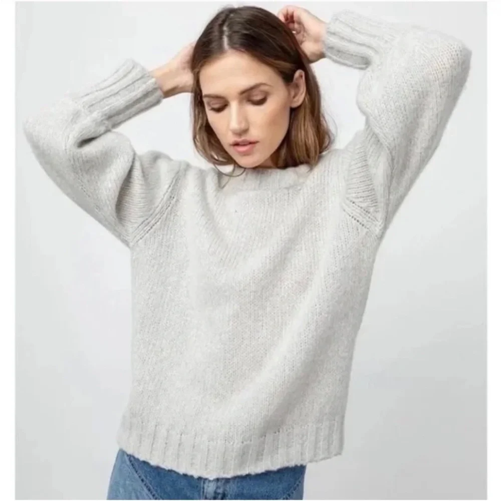 Rails Sybil Balloon-Sleeve Sweater Light Gray Size XS